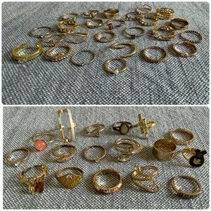 Vintage Modern Mix Gold-Tone Stacking Fashion Ring Set 42 Women Ring Mixed Style